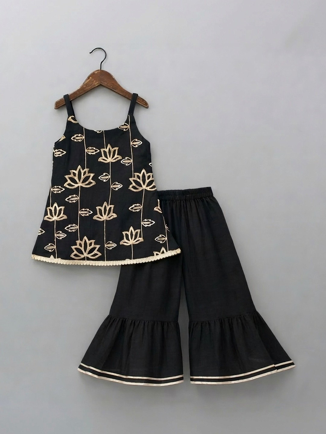 KidsFlower Girls Embroidered Kurta with Sharara