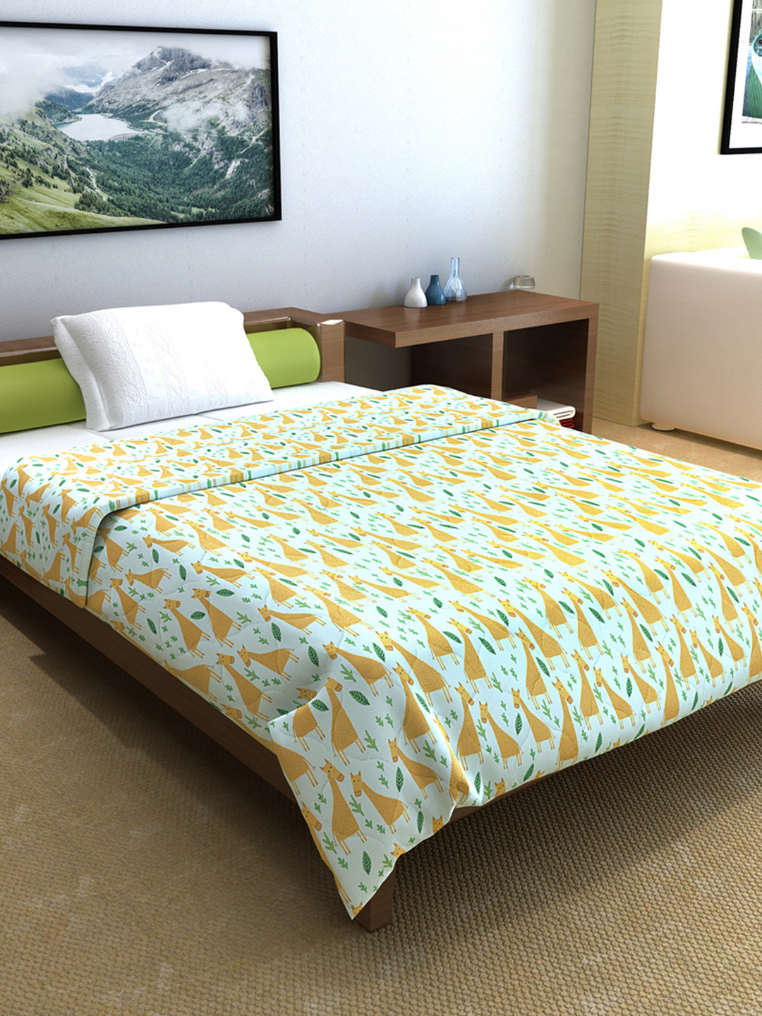 Misty Jade Abstract Cotton Mild Winter 120 GSM Reversible Single Bed Comforter