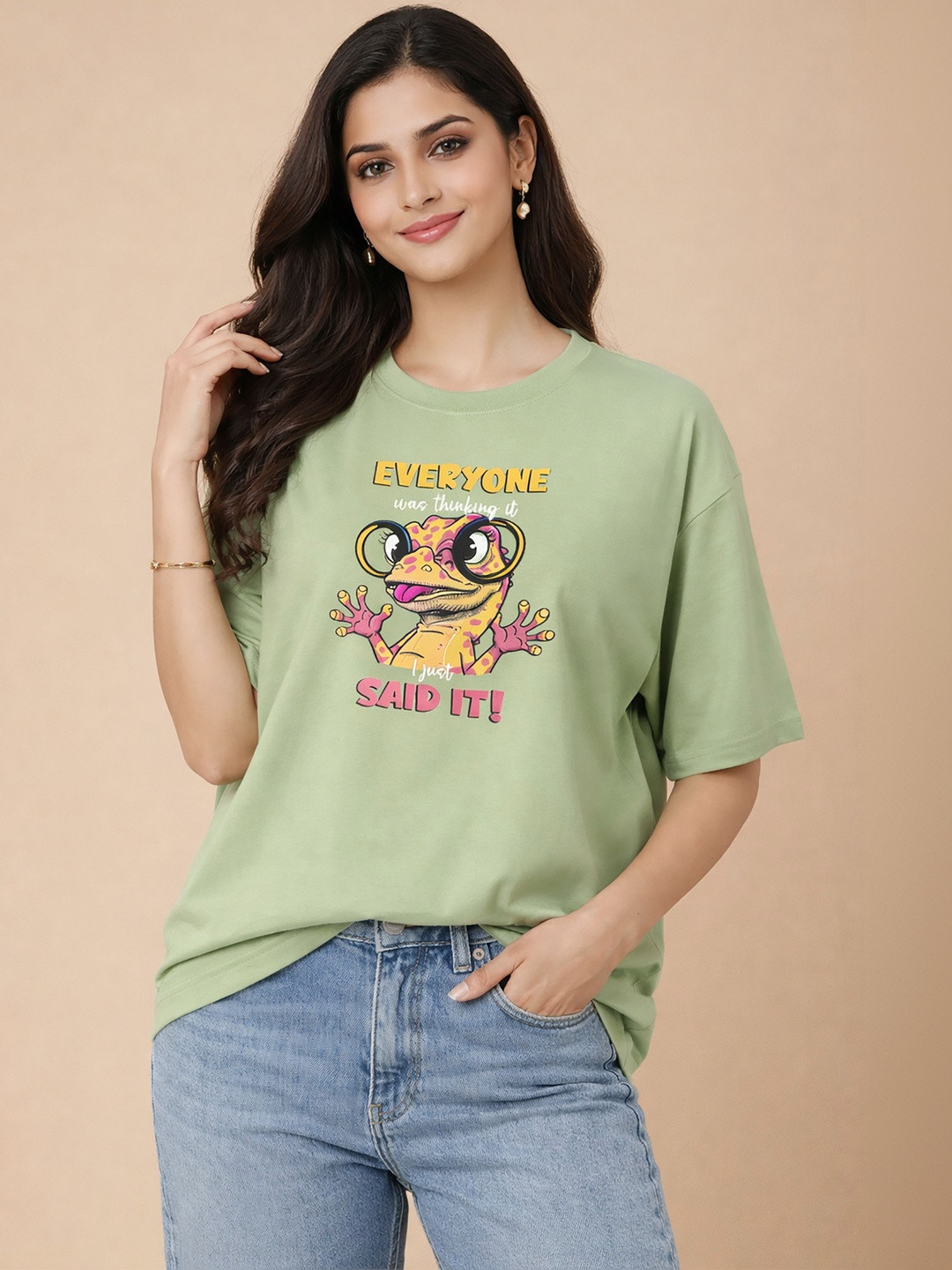 Unicus Apparel Women Printed Drop-Shoulder Sleeves T-shirt