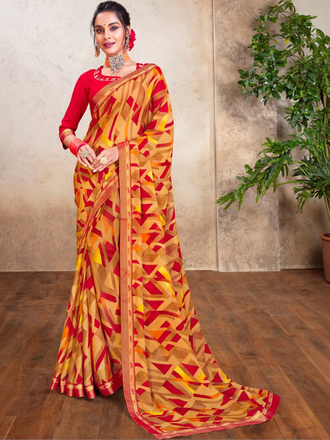 Vishal Prints Poly Chiffon Saree