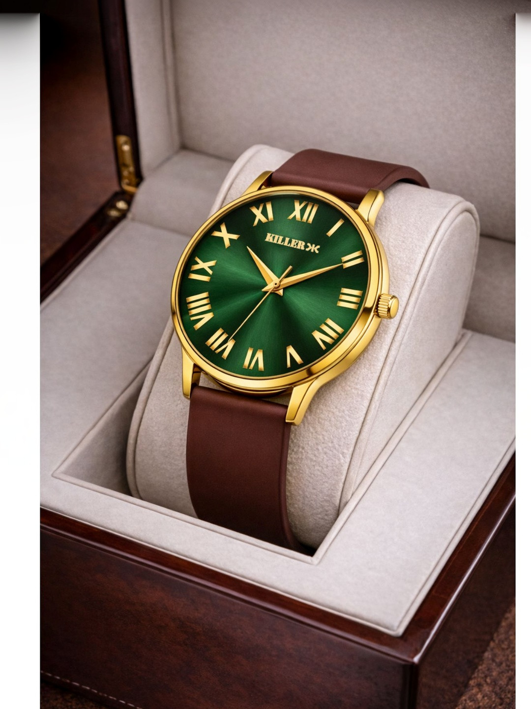 Killer Men Brass Patterned Dial & Straps Analogue Watch KLR-GR011-GRN-BRW