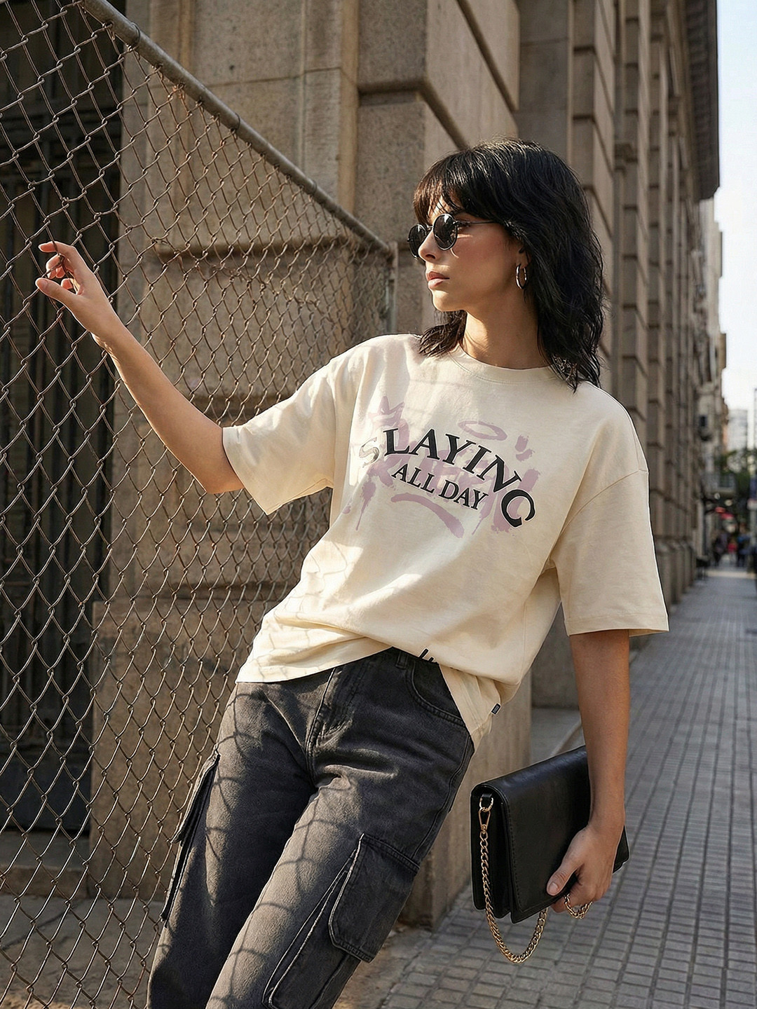 The Roadster Life Co. Oversized Typography Printed T-shirt