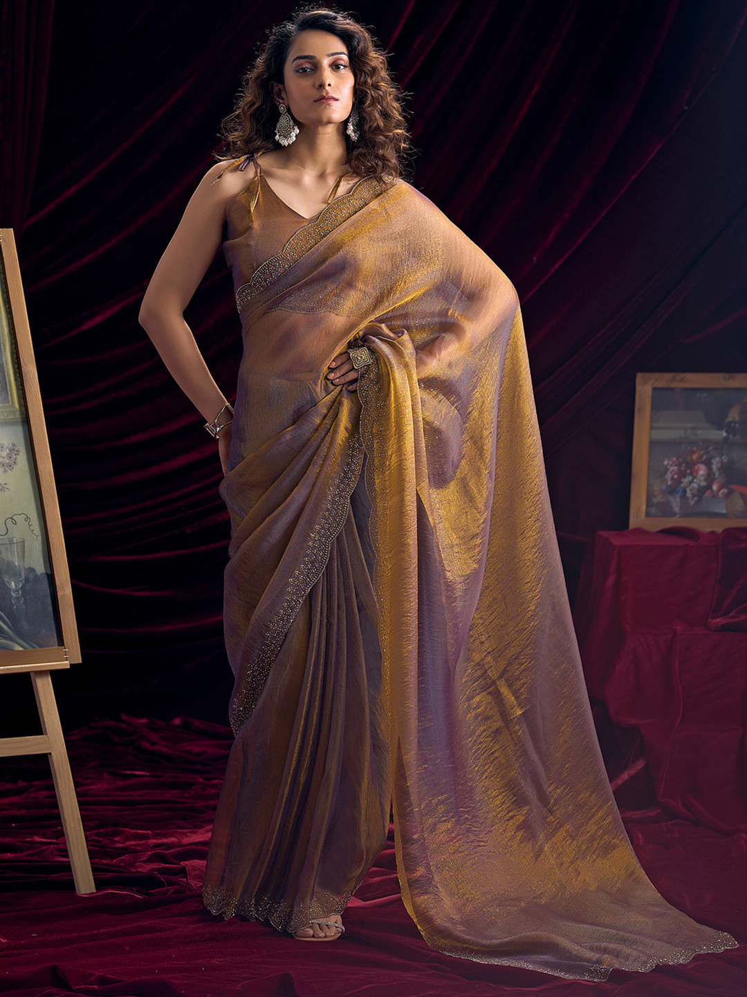 Saree mall Woven Design Zari Organza Designer Sarees