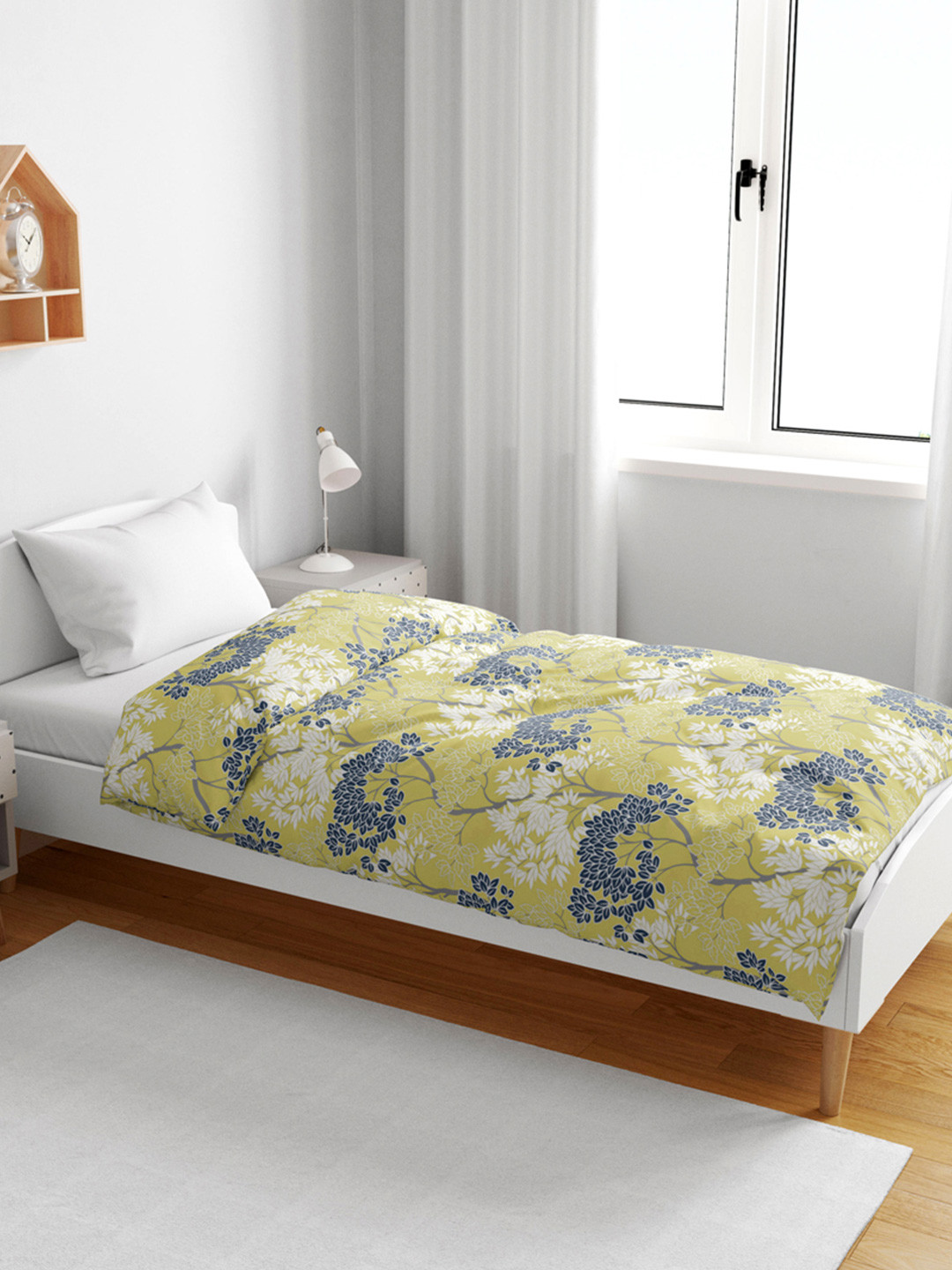 Divine Casa Lemon Drop Floral Cotton AC Room 120 GSM Reversible Single Kids Dohar Blanket