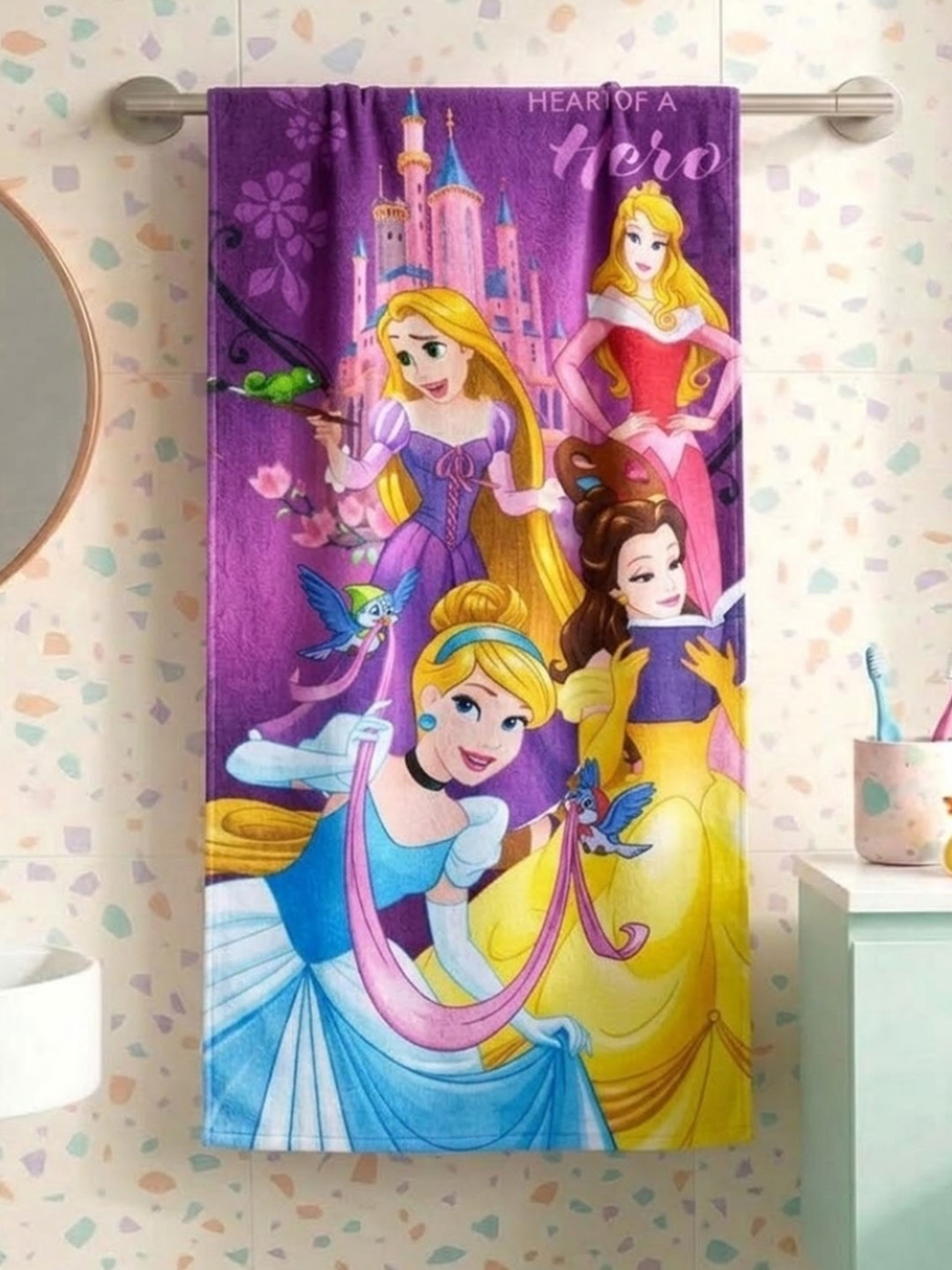 Disney Athom Trendz Cotton 350GSM Breathable Kids Regular Bath Towel-24x47In