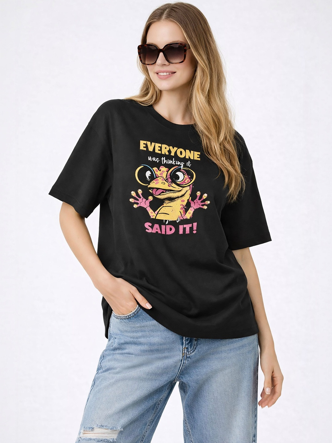 Unicus Apparel Women Printed Drop-Shoulder Sleeves T-shirt