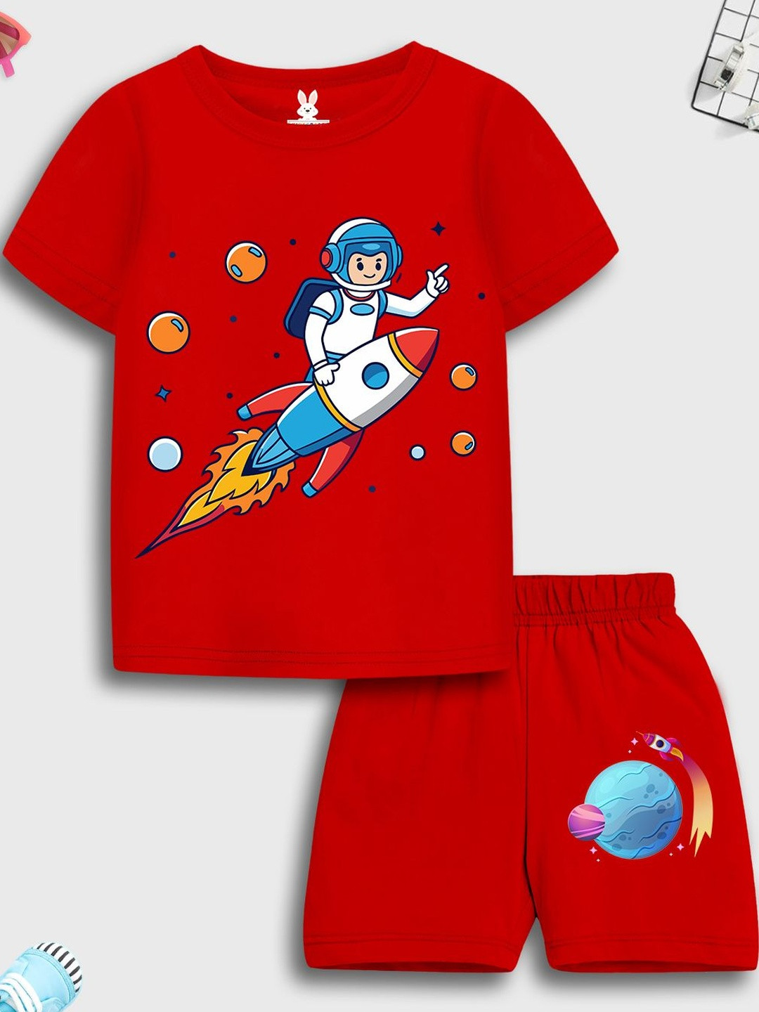KIDSCRAFT Boys Printed T-shirt with Shorts