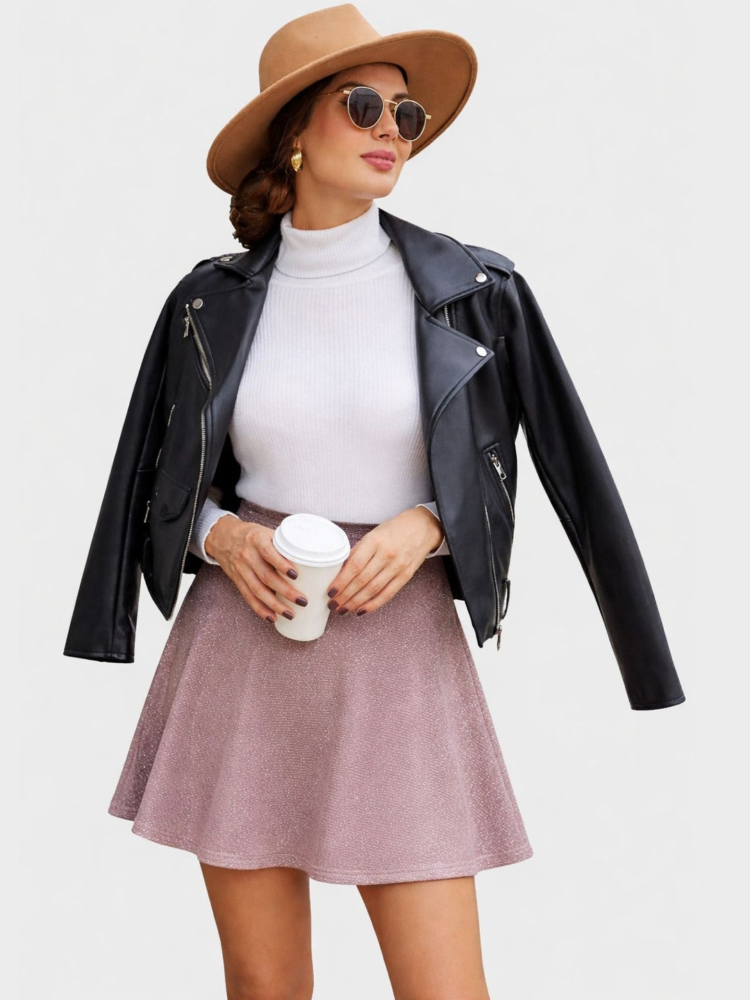 AROD Women Pink Mini Flared Skirt