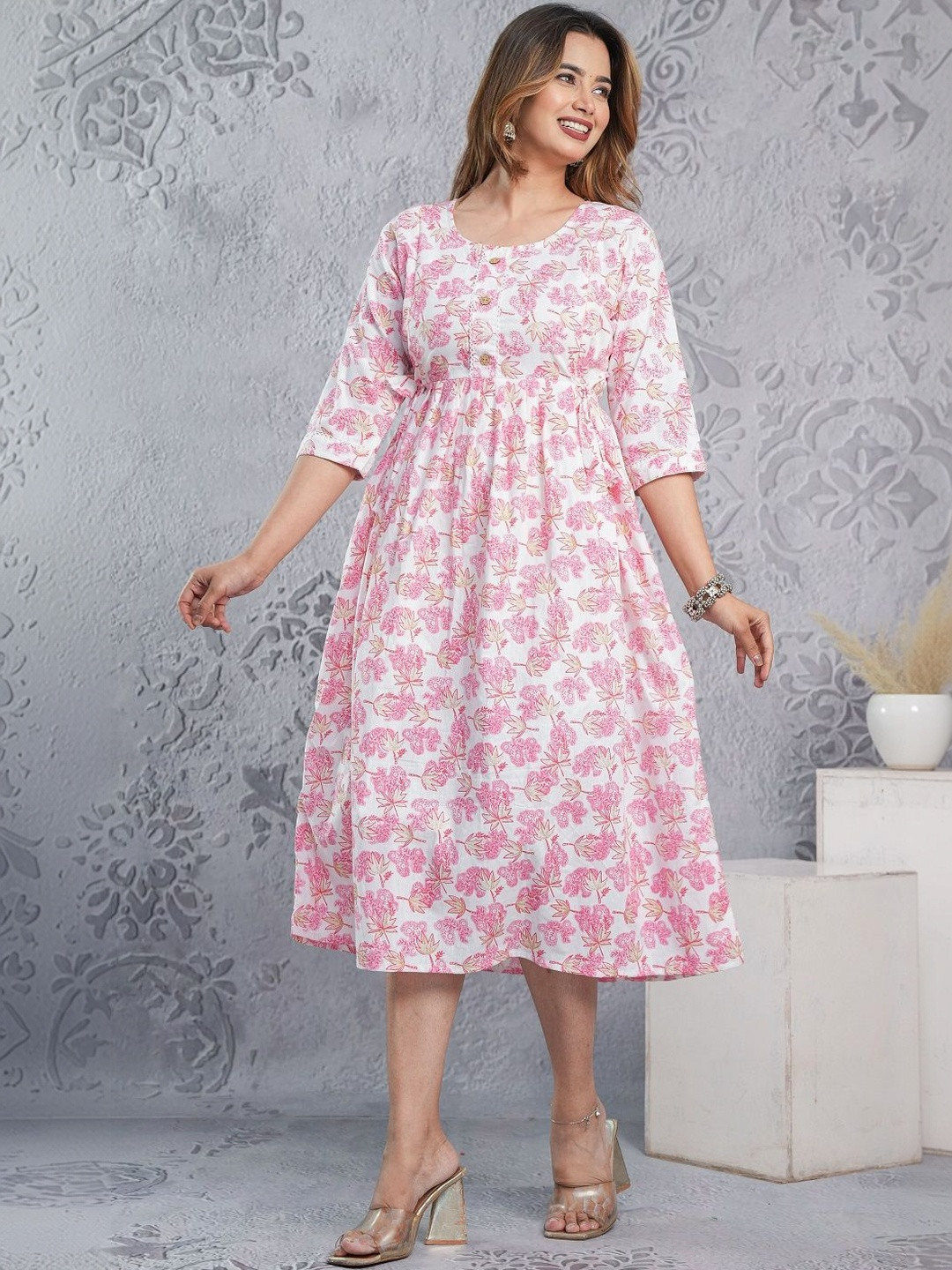 Visaru Women Floral Printed Maternity Anarkali Kurta