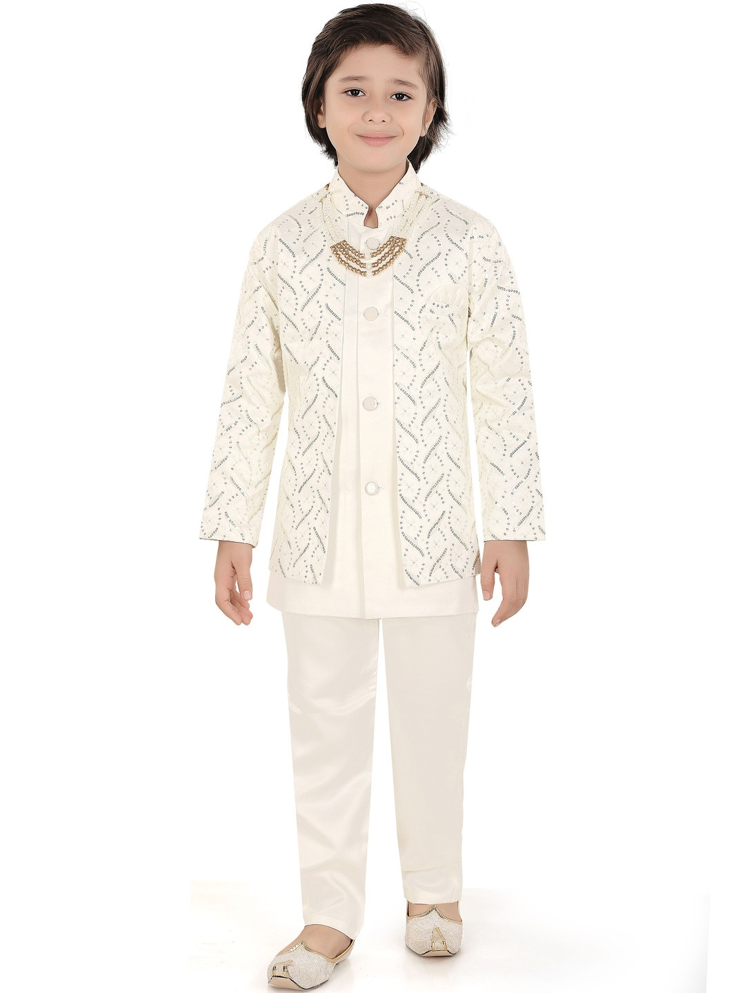 joley poley Boys Embroidered Mandarin Collar Sherwani