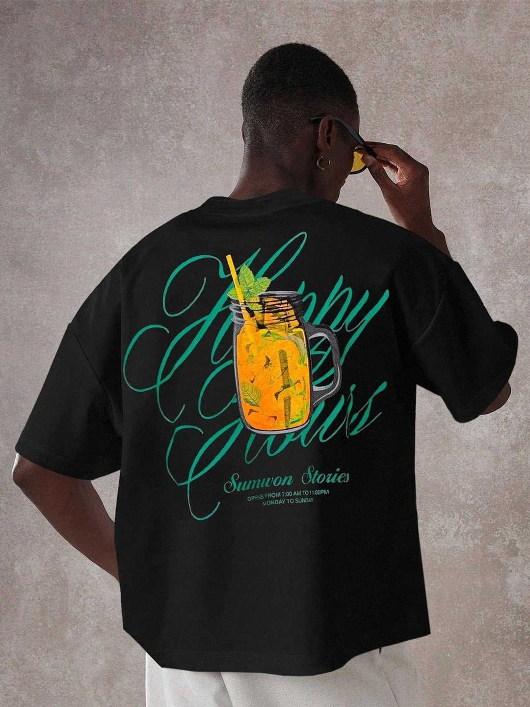 HASTEN Men Oversized Graphic T-shirt