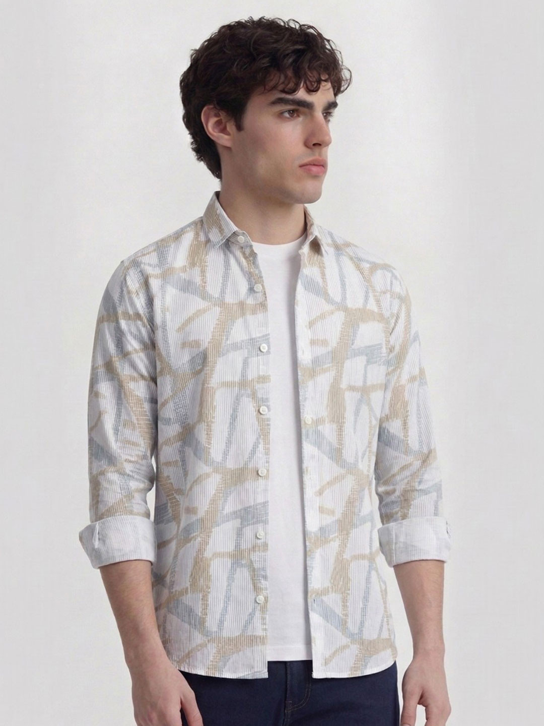 VORTEX Abstract Printed Spread Collar Original Regular Fit Casual Shirts