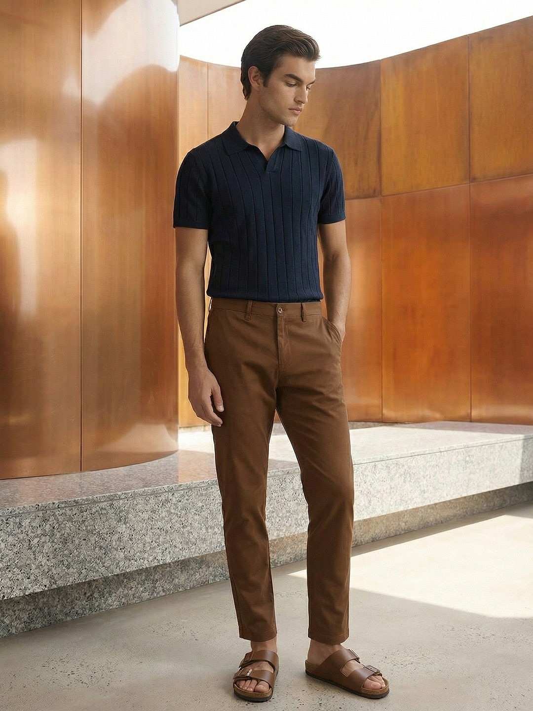 Mr Bowerbird Men Tailored Fit Chinos Trousers
