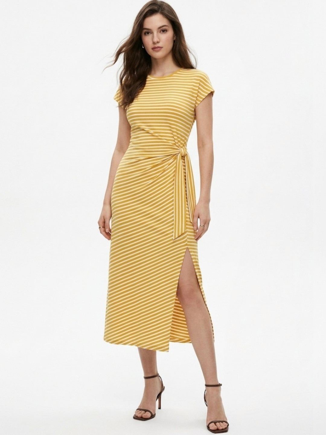 Outzidr Striped Midi Dress