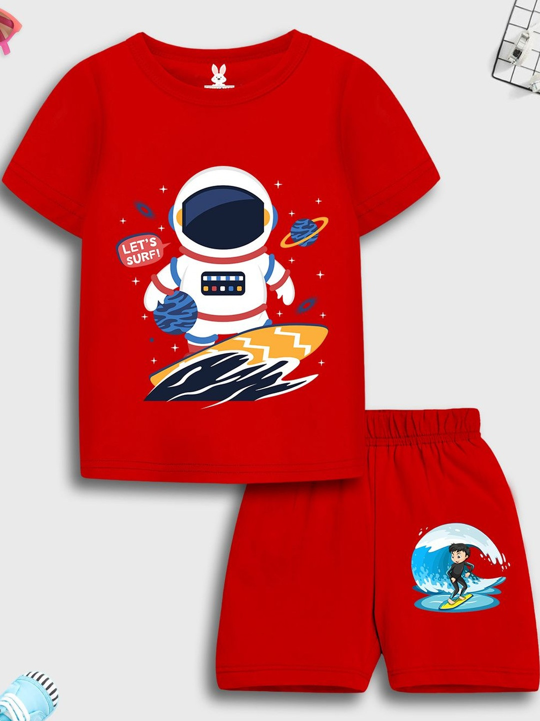 KIDSCRAFT Boys Printed T-shirt with Shorts
