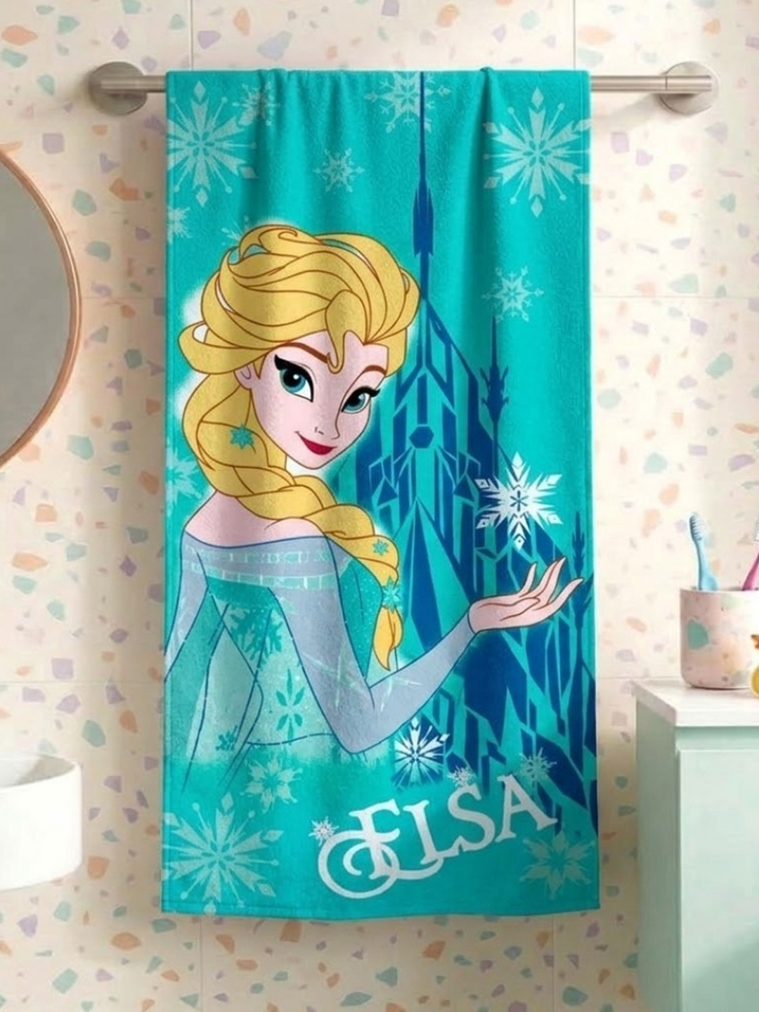 Disney Frozen Cartoon Characters Cotton 350GSM Super Soft Kids Regular Bath Towel-24x47In