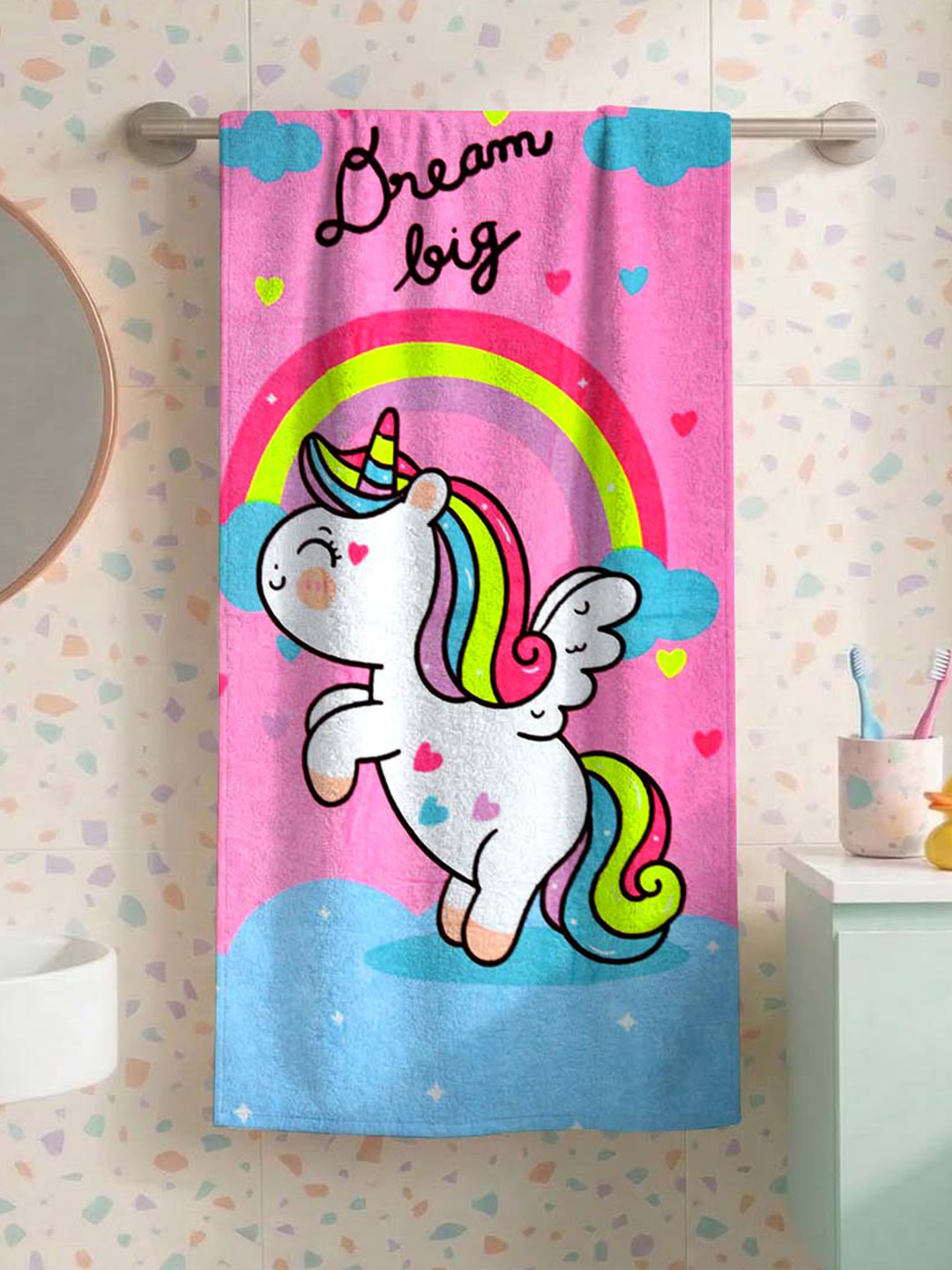 Athom Living Kids Unicorn Character Theme Bath Towel Pure Cotton |350GSM|60*120cm