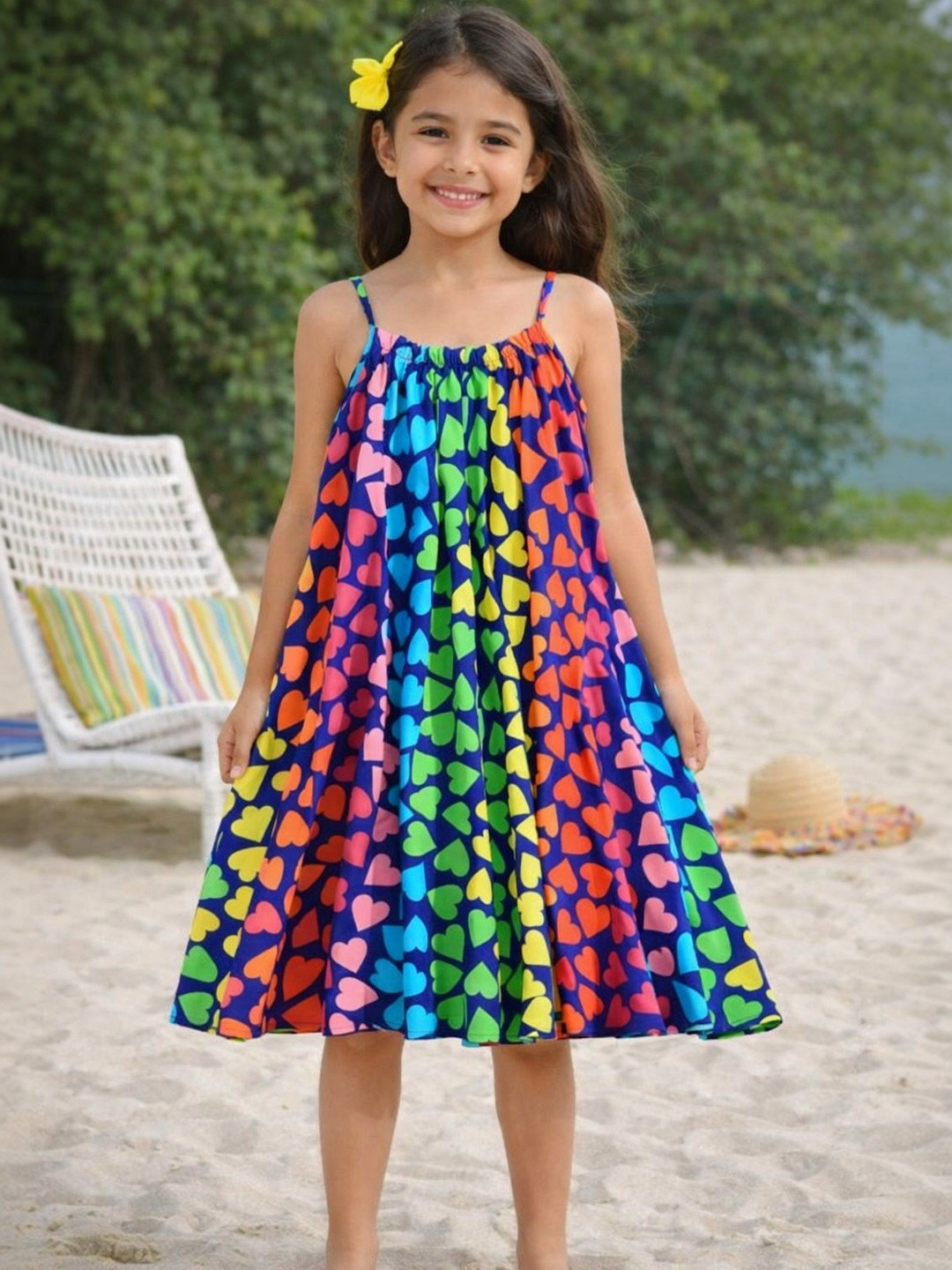 Dhanoo fashion Girls Floral Printed A-Line Dress