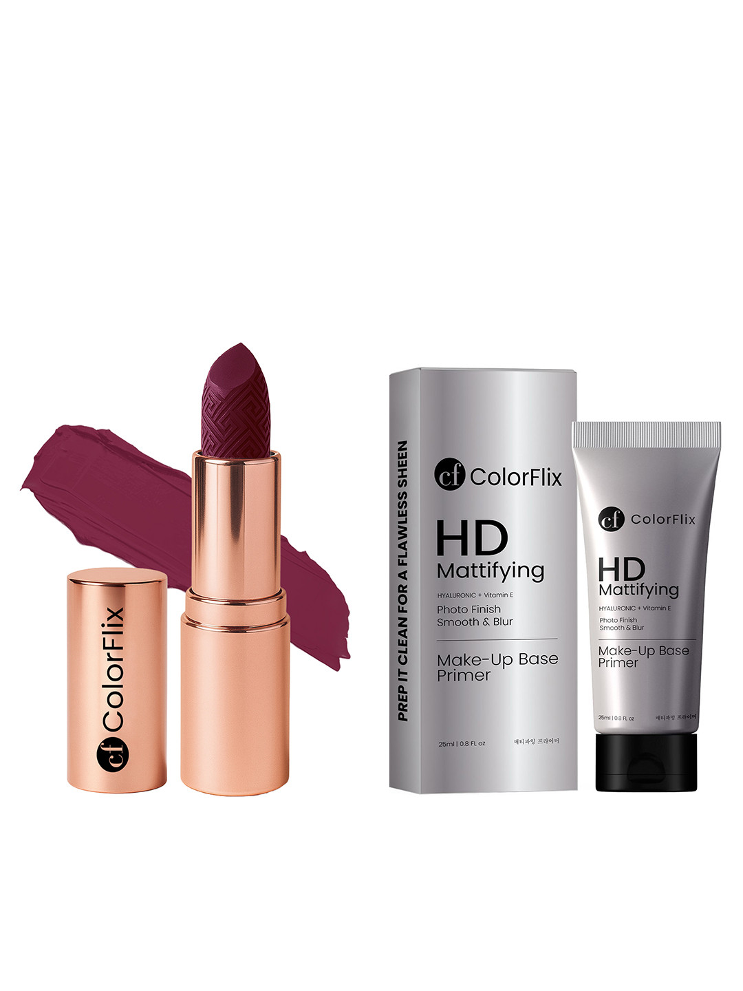 COLORFLIX Set of Luxe Matte Velvet Rich Lipstick 3.5g & HD Mattifying Primer 25ml