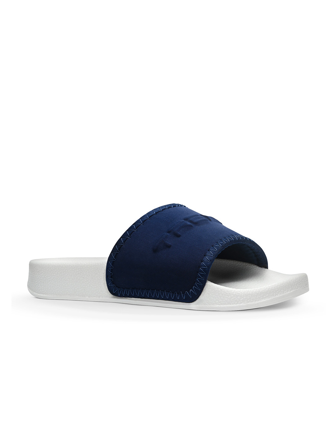 Trekiva Men White Fabric Sliders