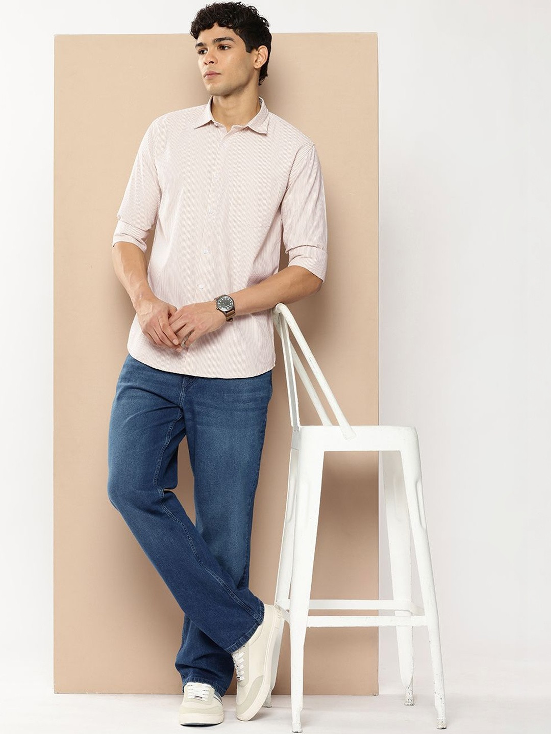 THE BEETEL HOUSE Beetel House Men's Cotton Blend Slim Fit Full Sleeves Striped Shirts