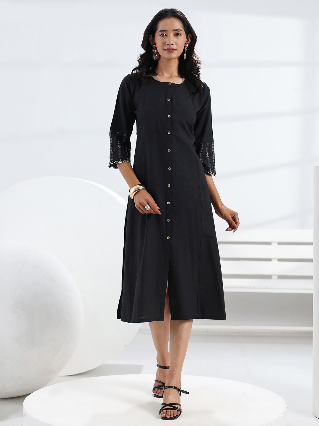 Gerua By Libas Women Black Solid A-Line One Piece Dress
