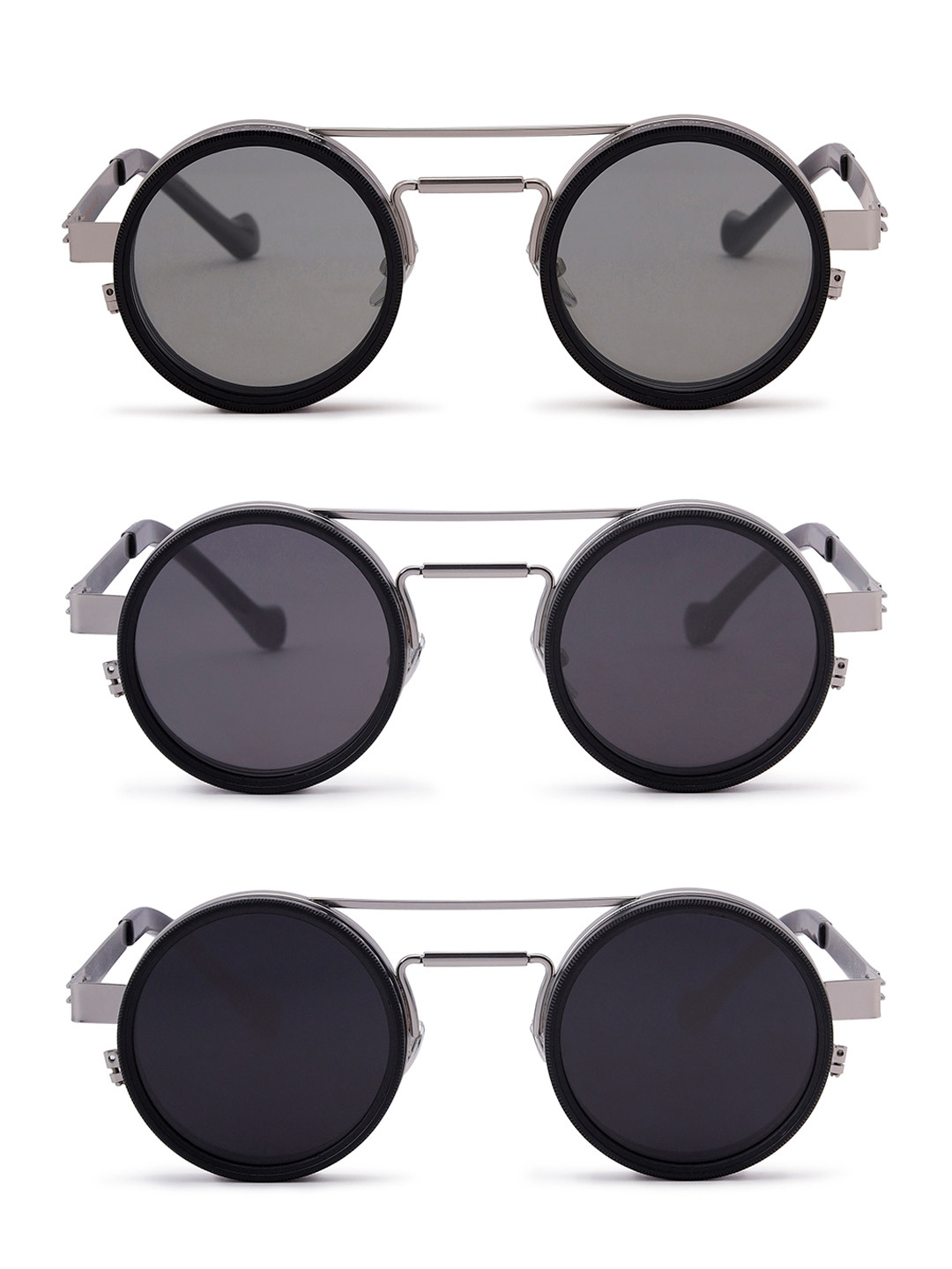 WROGN Unisex Black Lens & Silver-Toned Round Sunglasses