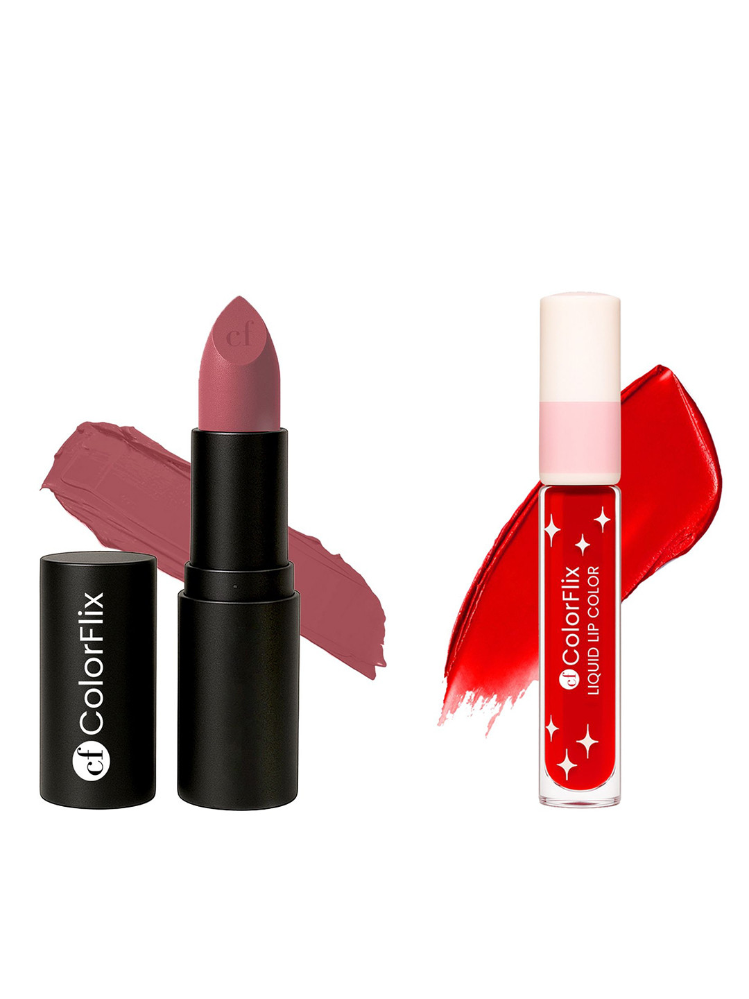 COLORFLIX Set of Bold Matte Lipstick 3.5g & Glimmer Pop Lipstick 5ml