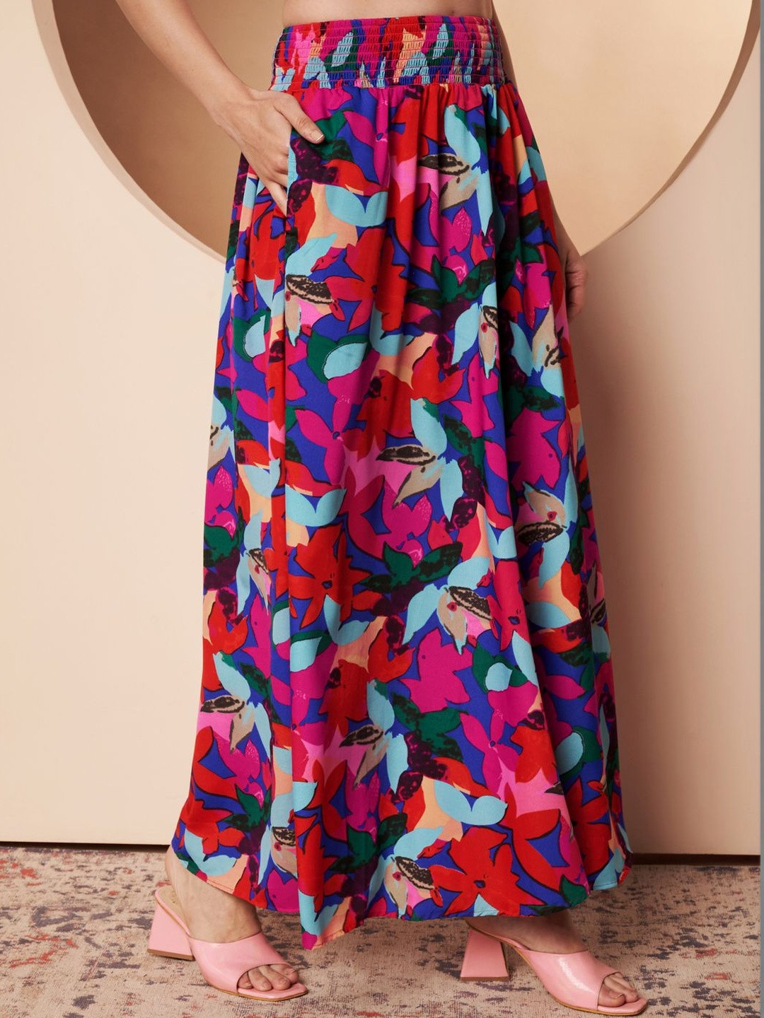 OTABU Women Floral Printed Flared Palazzos