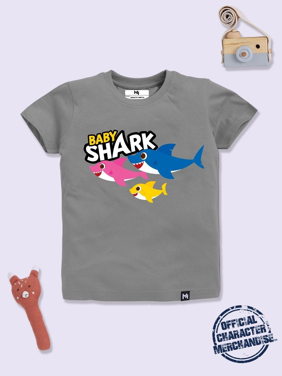 YK X Minute Mirth Infant Boys Baby Shark Printed Cotton Half Sleeve T-Shirt