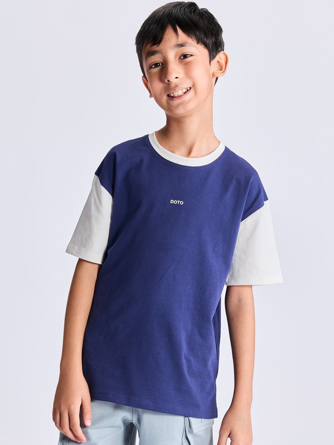 Dotokids Kids Relaxed Fit Colourblock Cotton T-Shirt