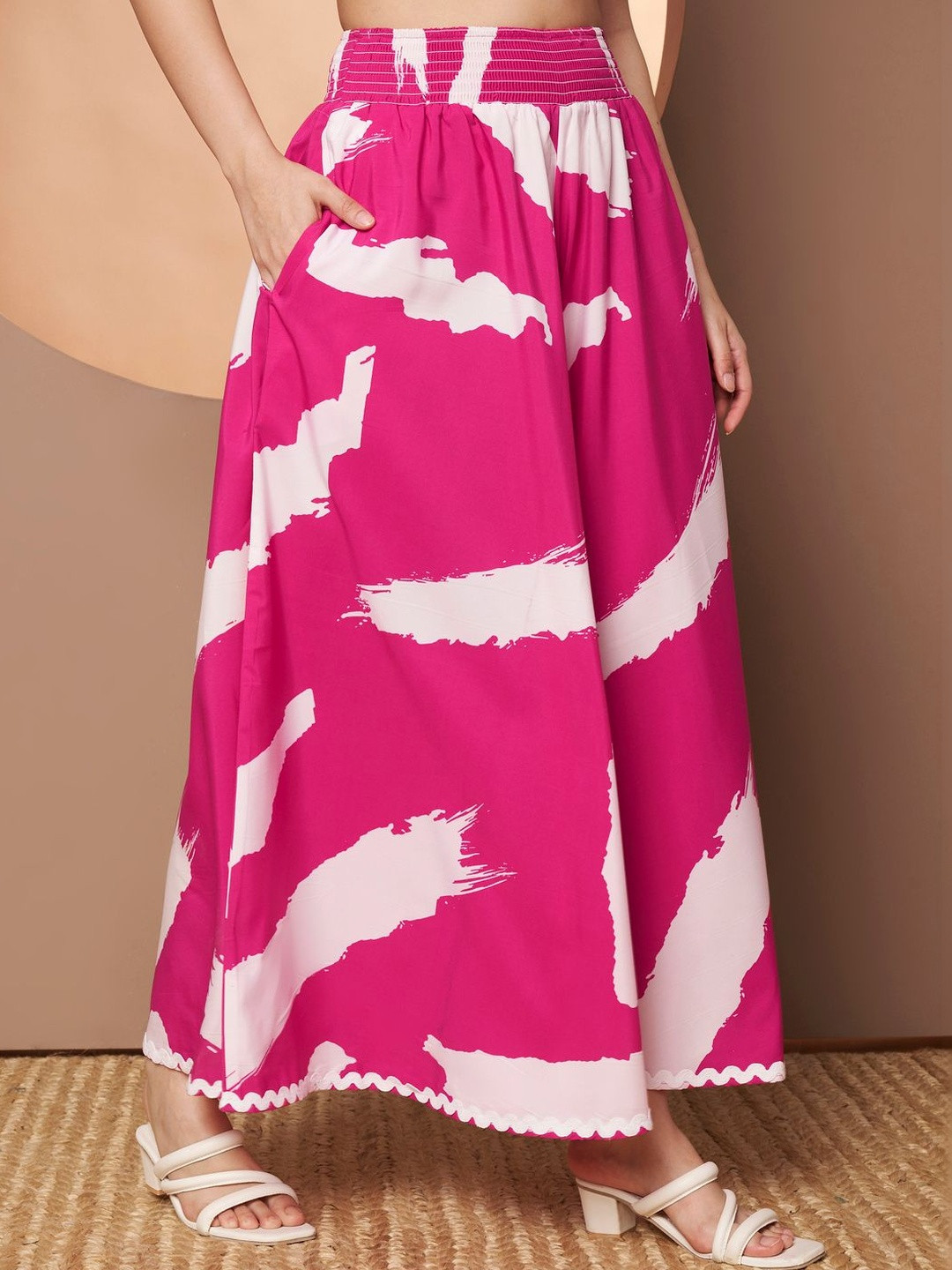 OTABU Women Printed Flared Palazzos