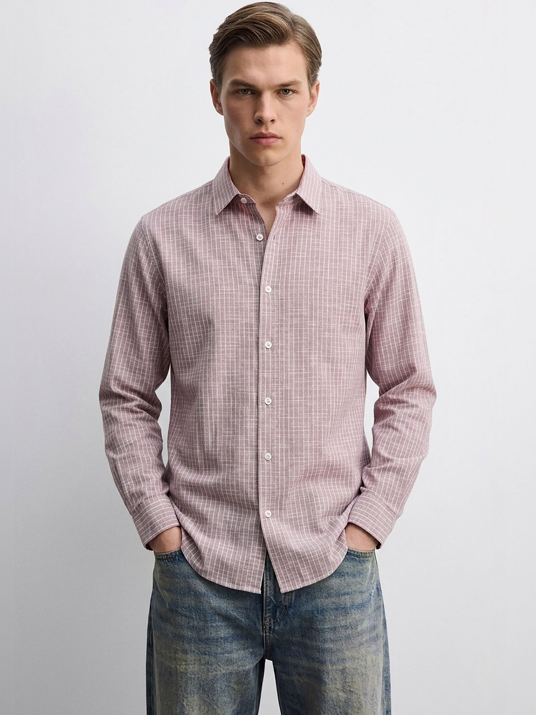 MISCHIEF MONKEY Men Classic Striped Casual Shirt