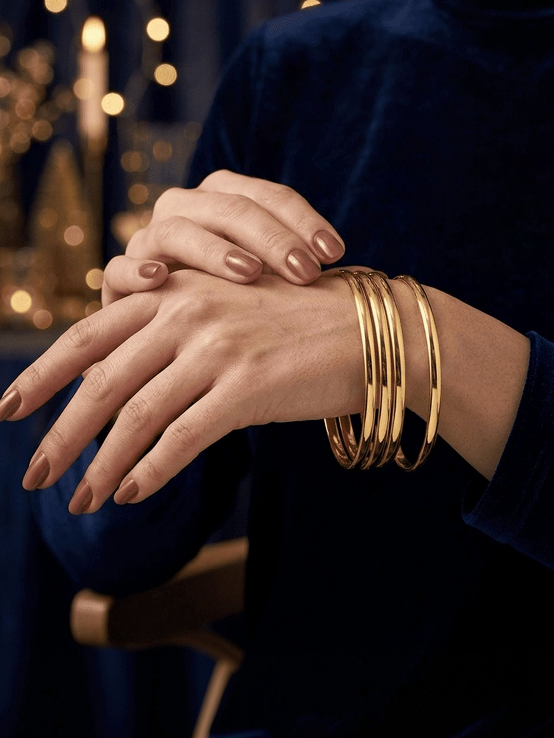 GRIIHAM Set of 4 Gold-Plated Bangles