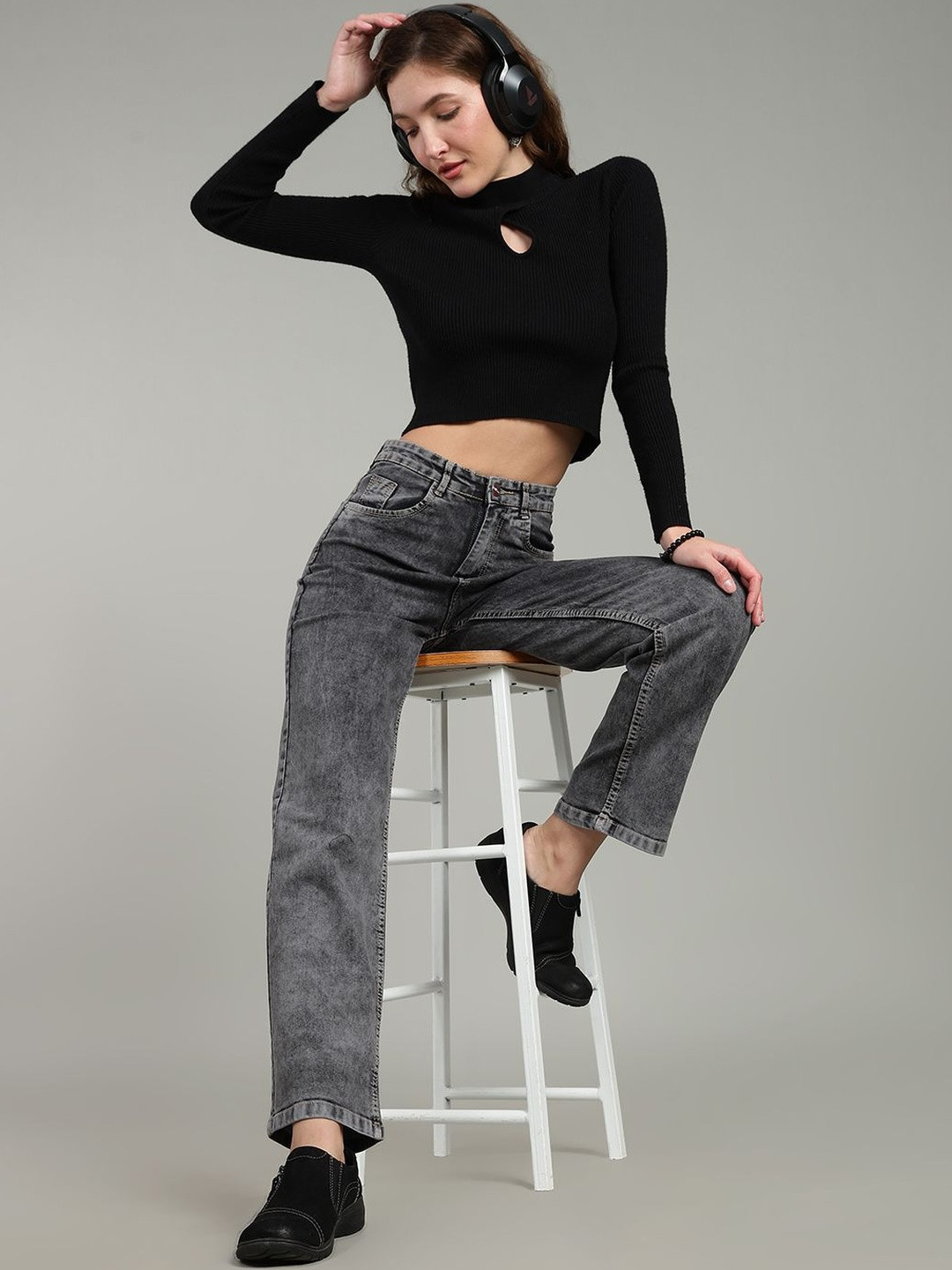 zayla Women Jean Flared High-Rise Stretchable Jeans