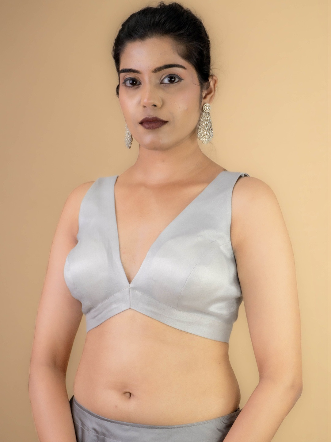 FIGURES DESIGNER V-Neck Sleeveless Saree Blouse
