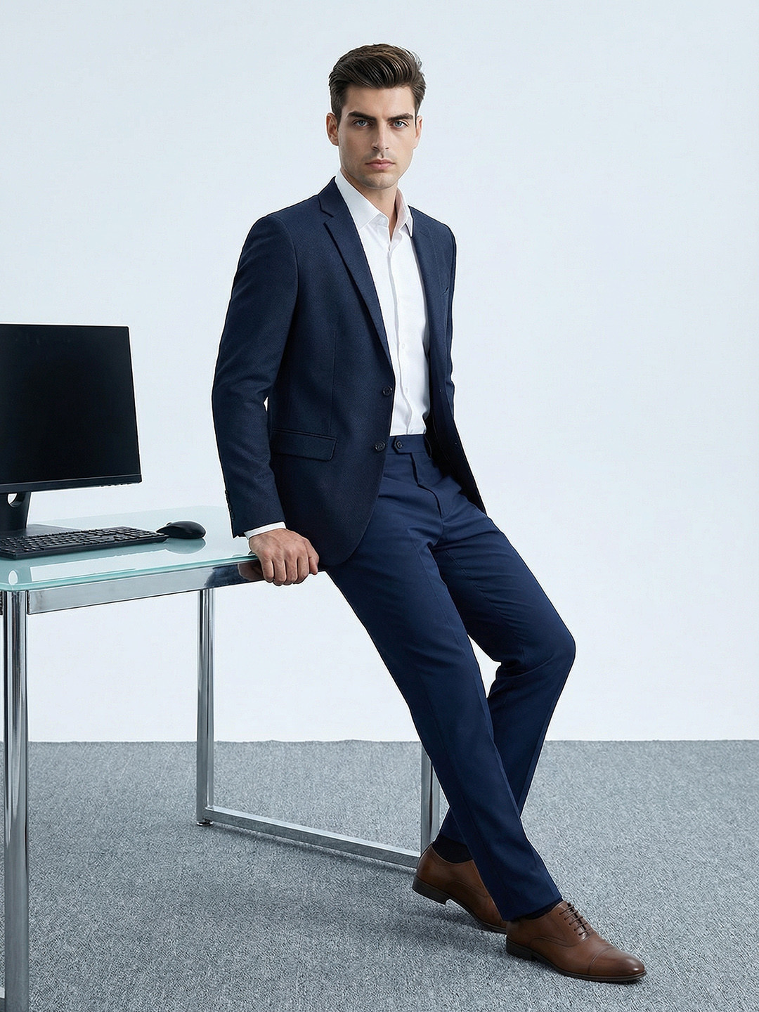 INVICTUS Self Design Single-Breasted Formal Blazer