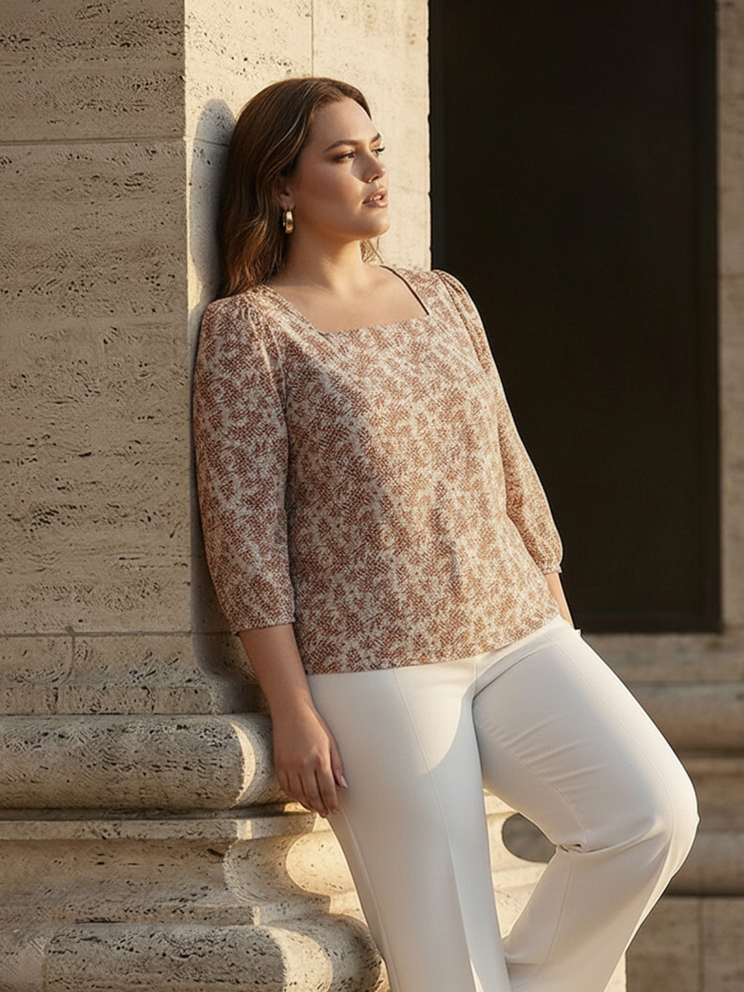 Sztori Plus Size Floral Printed Top