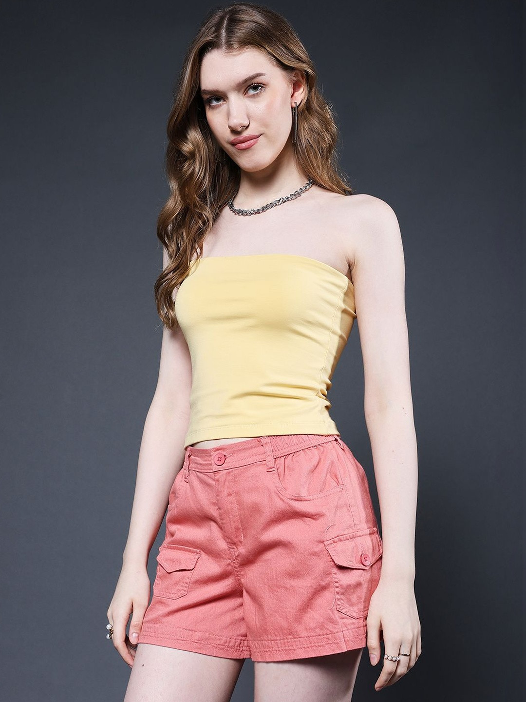 PRONK Off-Shoulder Cotton Crop Top