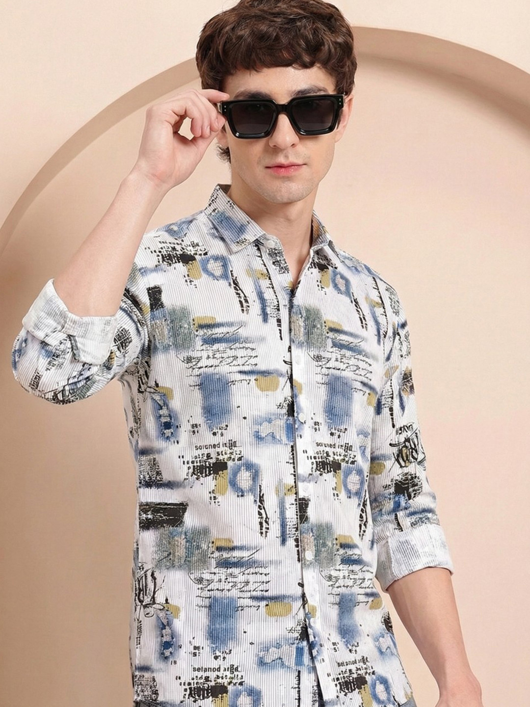 VORTEX Abstract Printed Spread Collar Original Regular Fit Casual Shirts