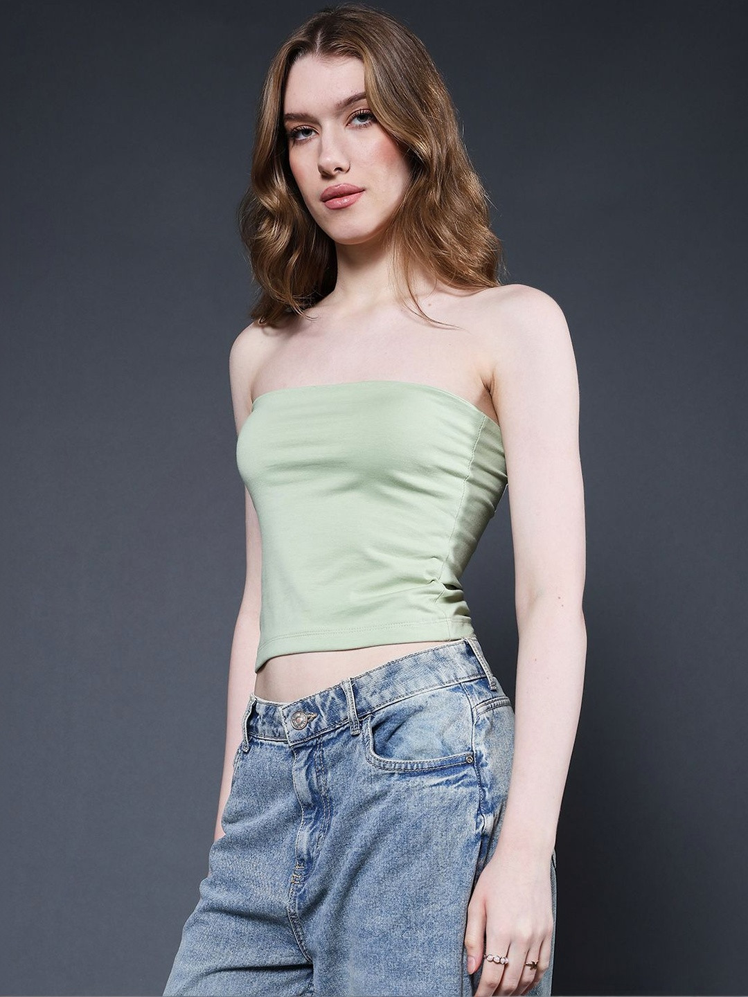 PRONK Off-Shoulder Cotton Crop Top