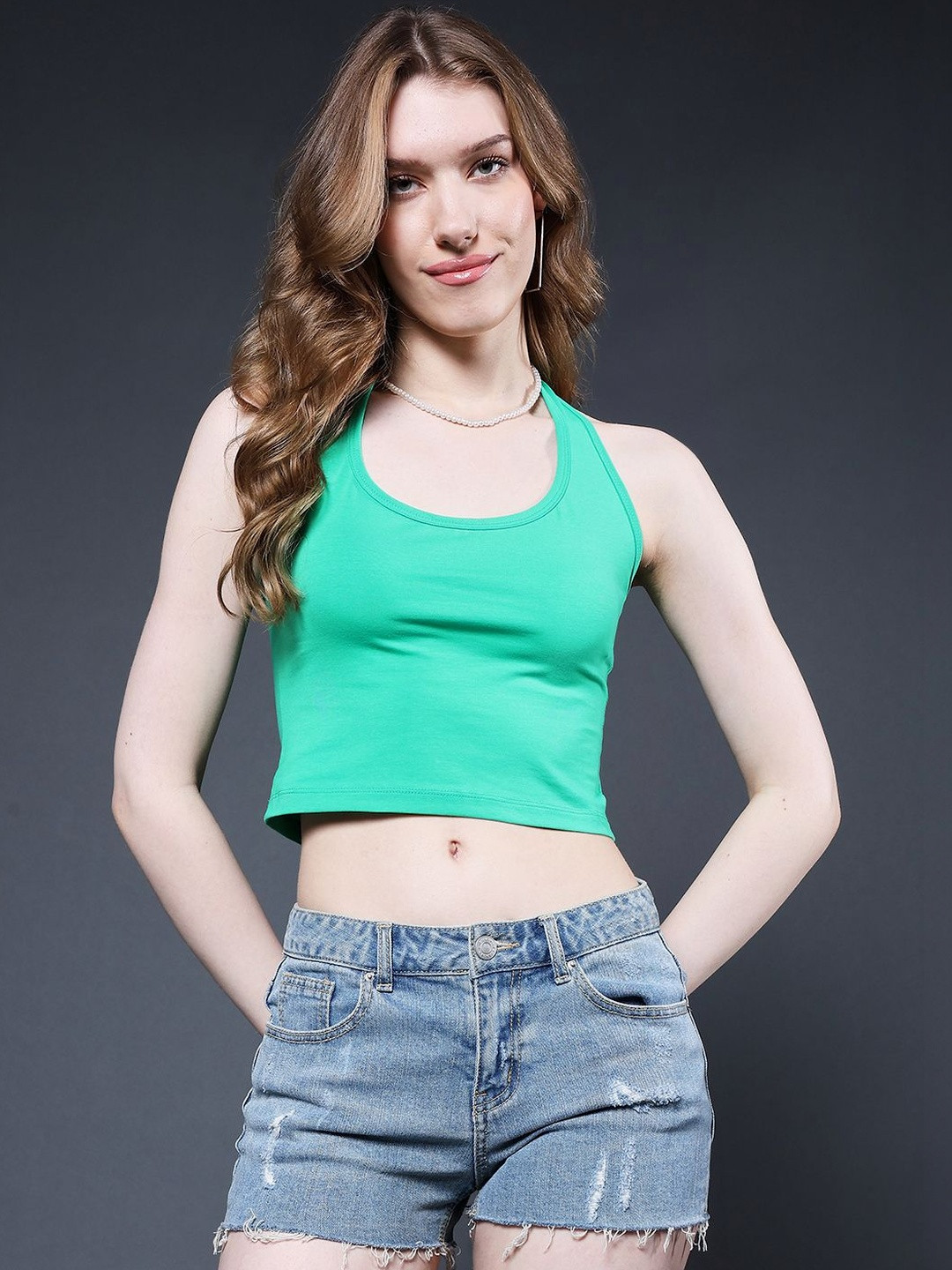 PRONK Halter Neck Cotton Crop Top