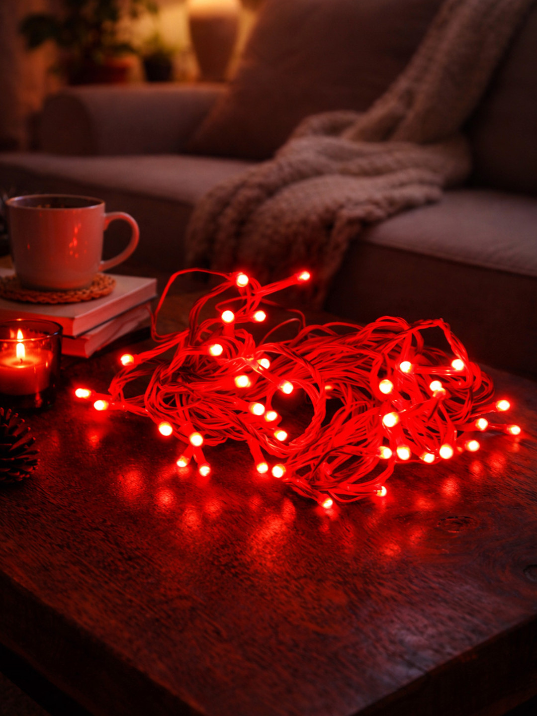 EarthCraft Red & White LED Rice Shape String Lights