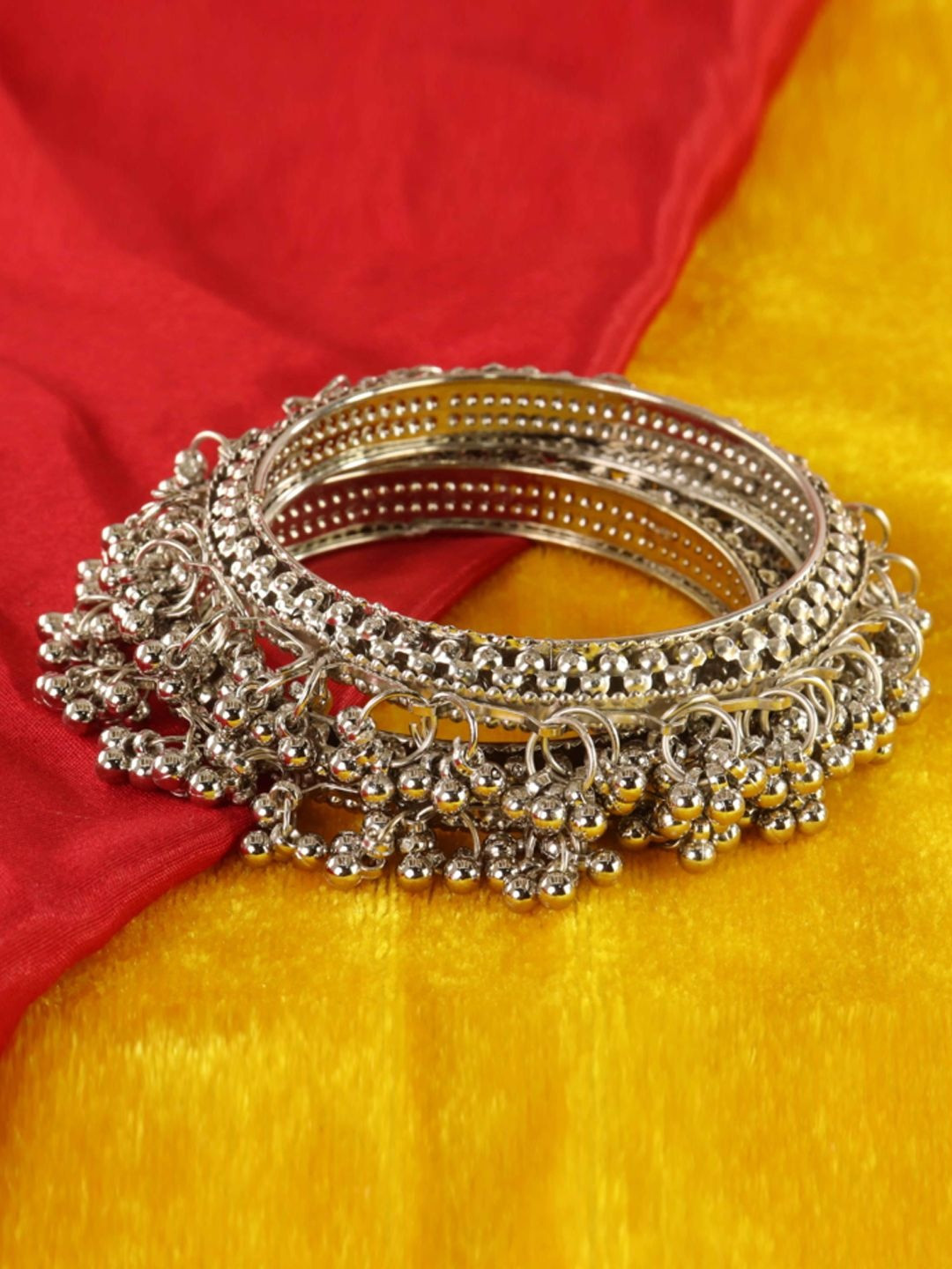 STYOLLO Set Of 2 Silver-Plated Kashmiri Kada Set