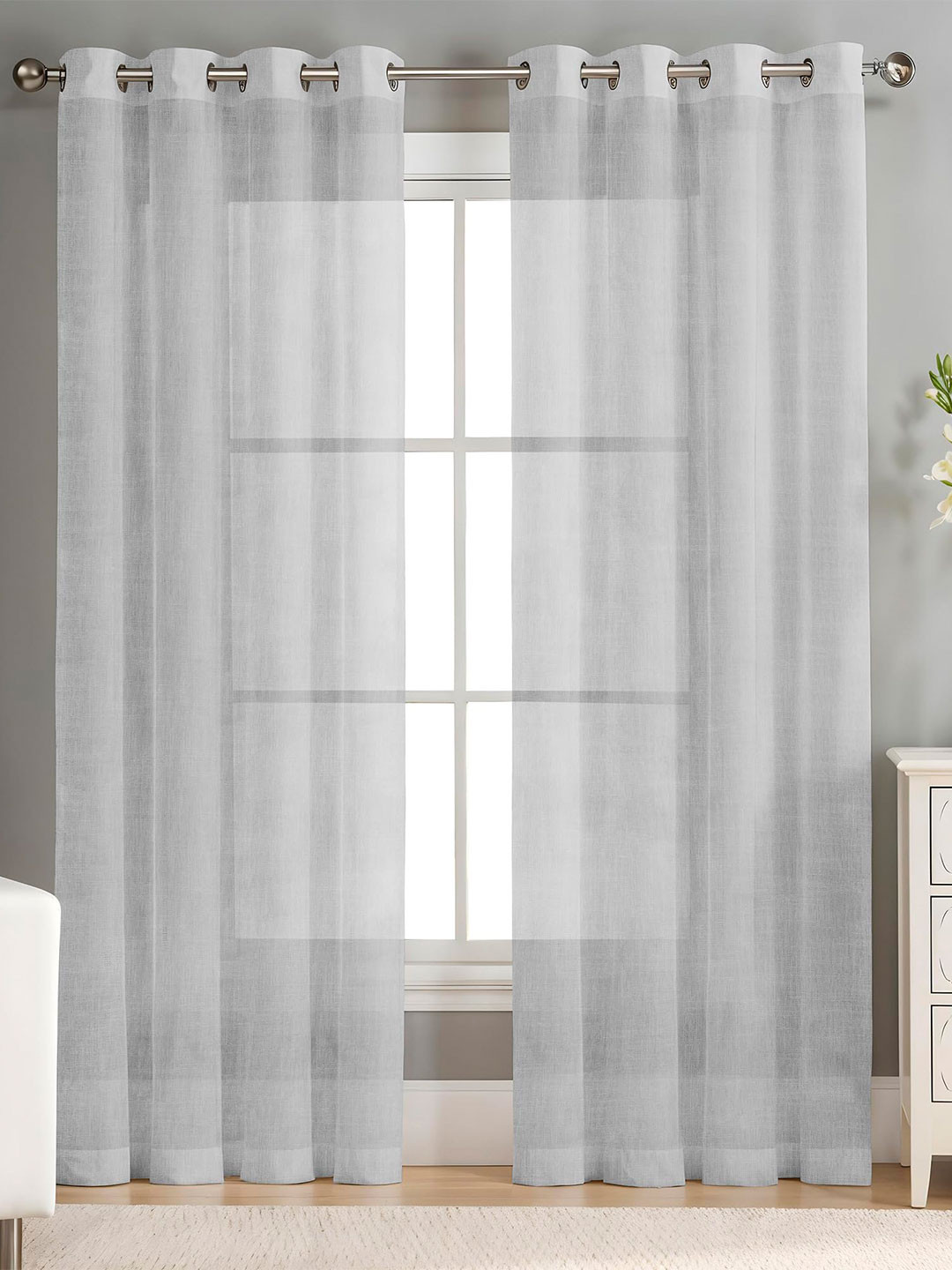 SIMPLYCURTAINS Grey Set of 2 Sheer Door Curtain