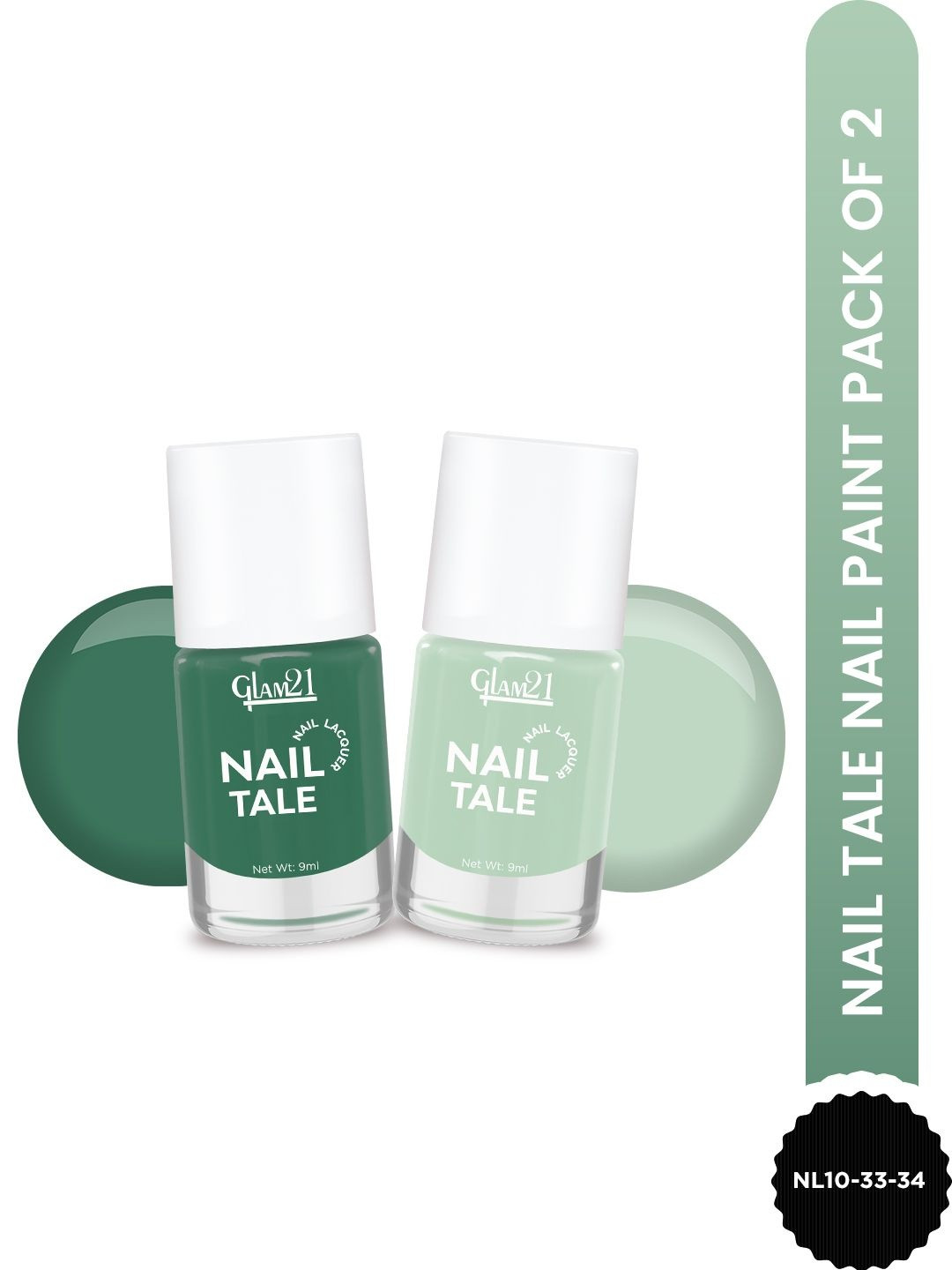 GLAM21 Set Of 2 Nail Tale Nail Lacquer - 33 - 34 - 9 ml Each
