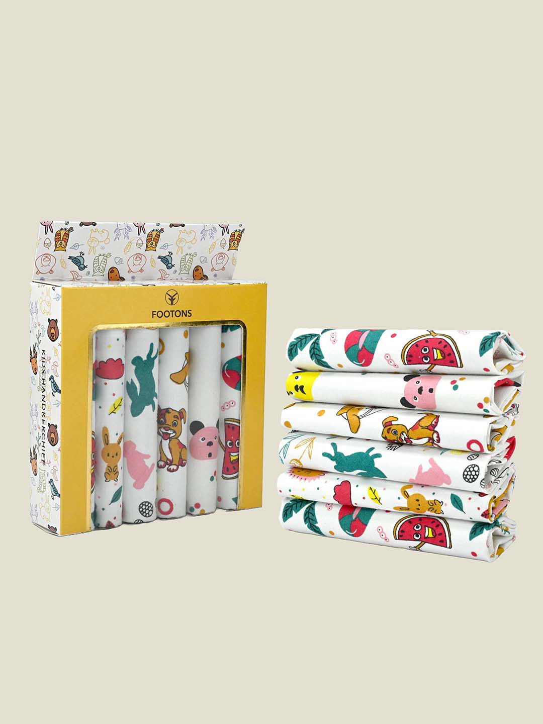 FOOTONS Kids Pack of 6 Solid Baby-Safe Skin-Friendly Cotton Handkerchiefs