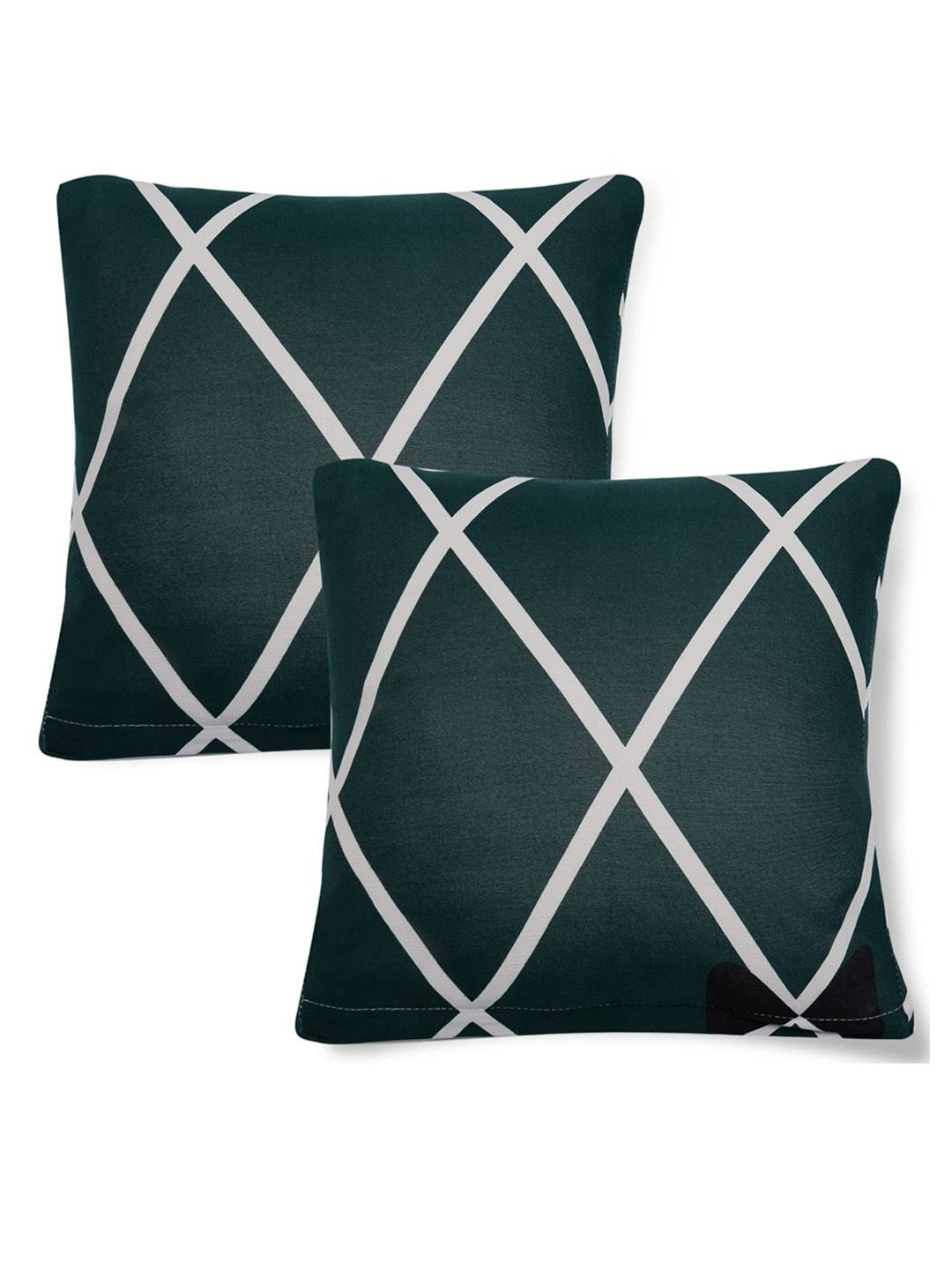 HOKIPO Blue Polyester Blend Stretchable Cushion Cover 16x16, Pack of 2