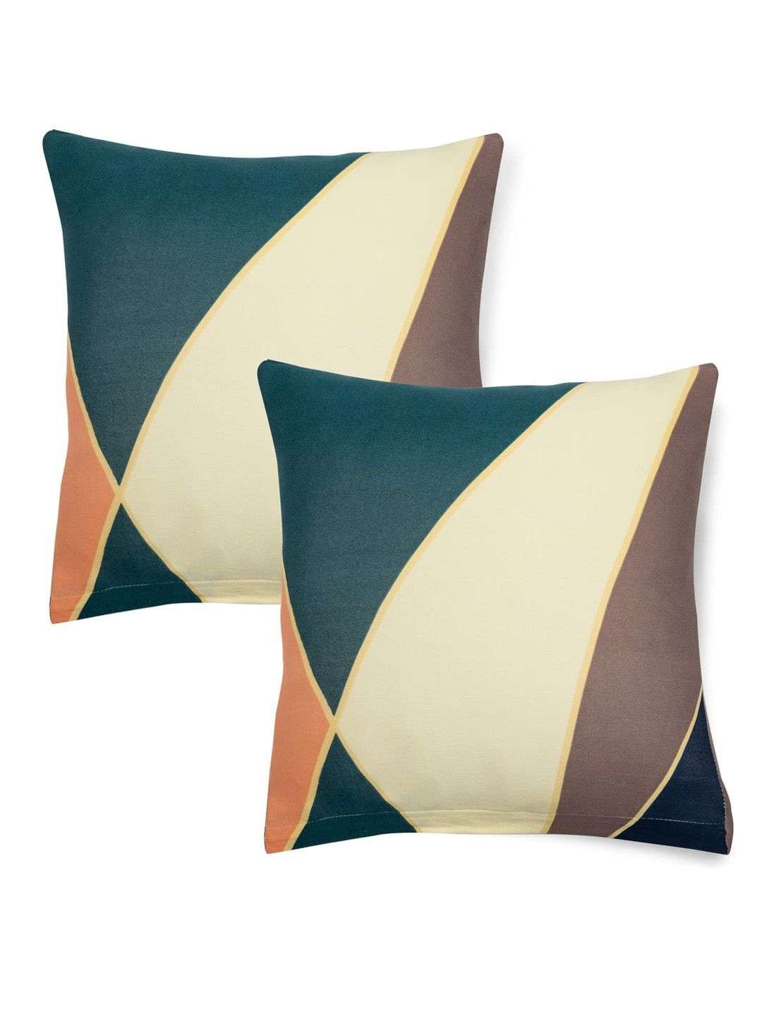HOKIPO Green Peach Abstract Stretchable Sofa Cushion Cover 16x16, Pack of 2