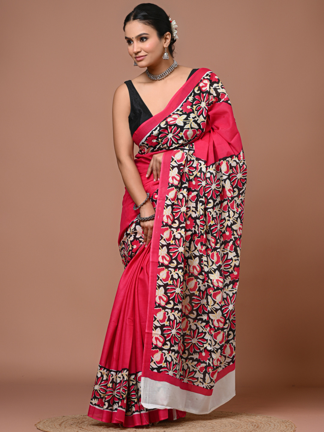 DATTA BUTTI Floral Pure Cotton Bagru Saree